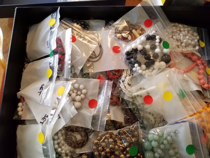 More than 200 pieces of costume jewelry. Priced .75 cents to $4 each.