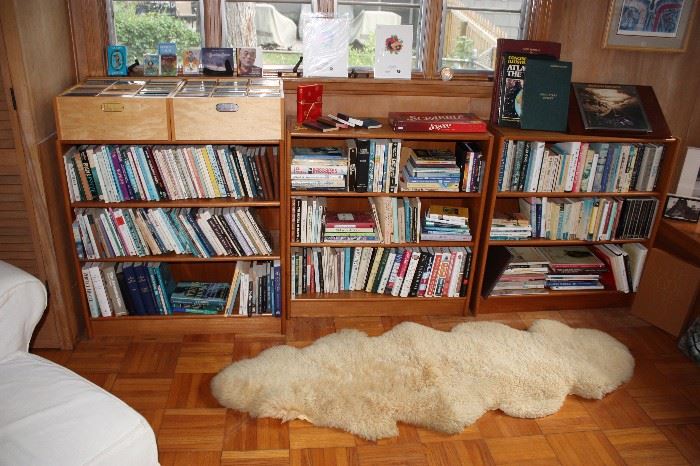 Books, genuine sheepskin rug
