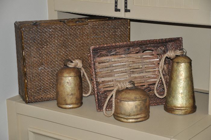 Great baskets throughout as well as these vintage brass bells. 