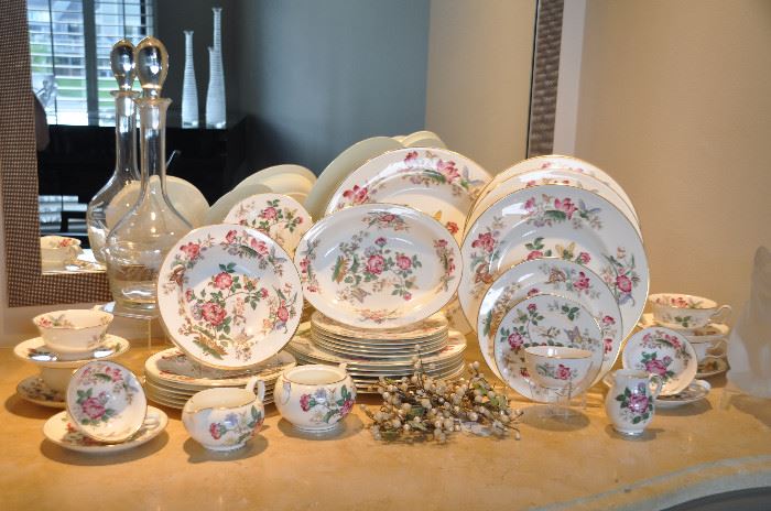 Wedgwood Bone China, Charnwood pattern, 5 piece place setting, service for 12 with extra serving pieces 
