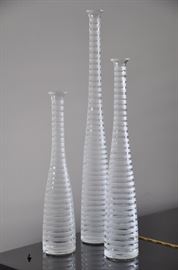 Set of three glass vases