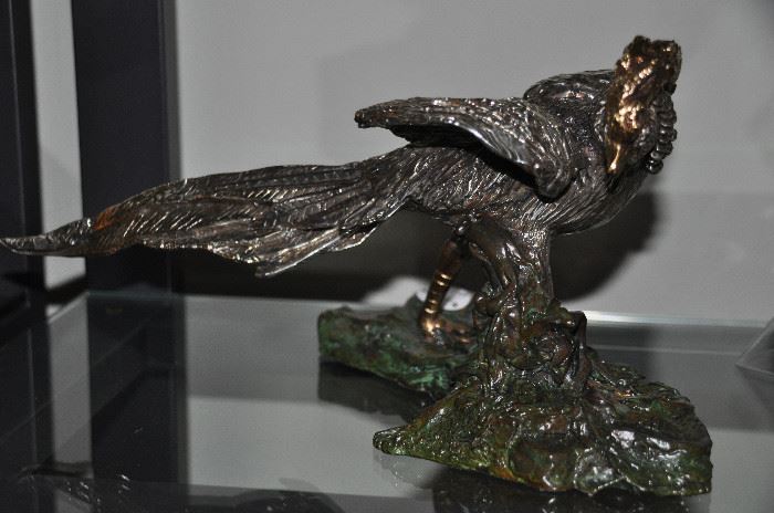 Metal eagle sculpture. 