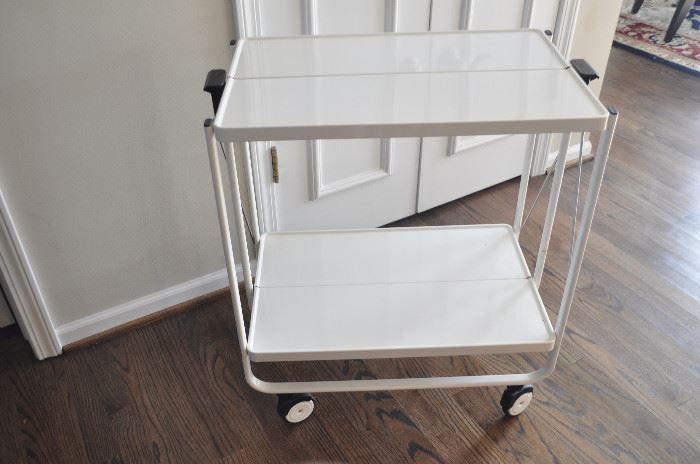 Folding mid century white cart made in Italy. 