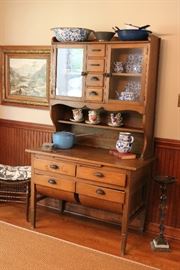 Antique Oak Bakers Cabinet