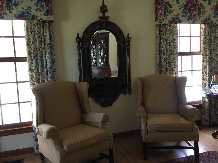 Ethan Allen Wing Chairs, Chinoiserie Mirror