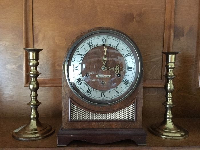 Seth Thomas mantle clock, Baldwin brass candlesticks