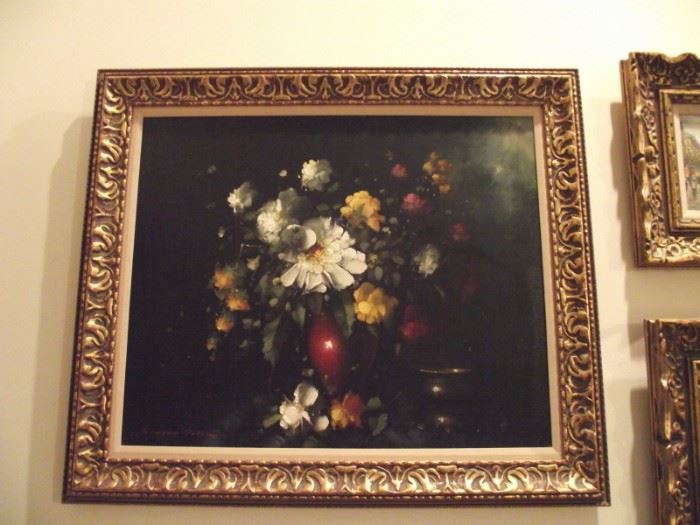 Floral still life, original oil painting by listed Hungarian Artist Peter Kloton