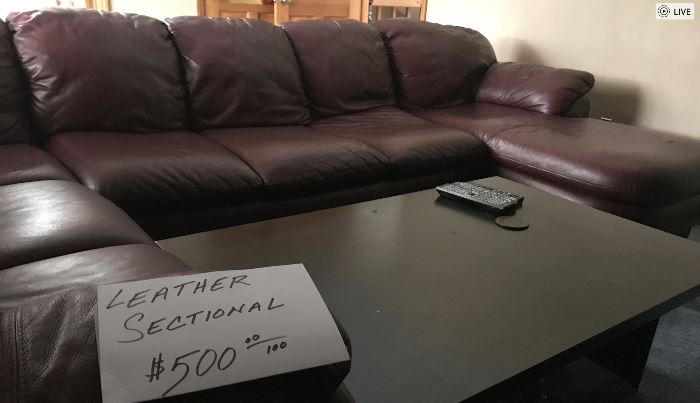 Brown Leather sectional-$500
