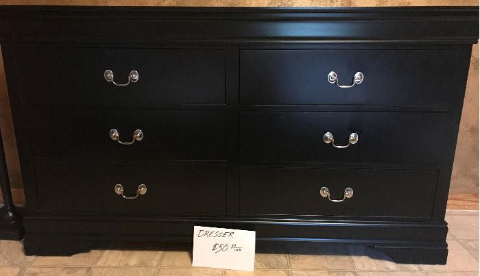 Black wooden dresser-$50.