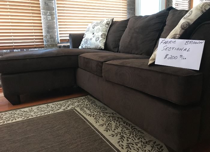 Soft Brown fabric sectional-$200.