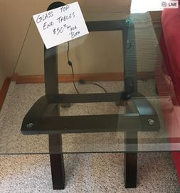 2 glass top end tables-$50 for both