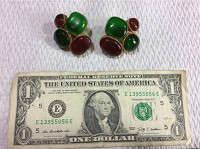 Lot 032 Chanel Red Green Earrings