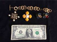 Lot 048 Chanel Bracelet and Single Earrings