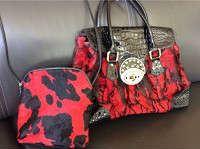 Lot 146 Red and Black Pony Hair Bags