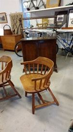 vintage solid wood captain chairs