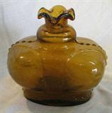 Amber Rainbow Art Glass Water Bottle with Fluted Spout