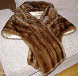 Natural Demi Buff Male (11) Mink Stole with Lined Shawl Collar