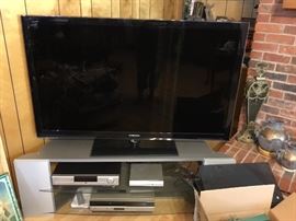 TV and stand with DVD player