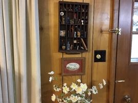 Curio box filled with vintage items