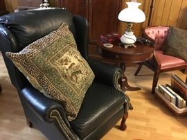 Leather chair & pillow