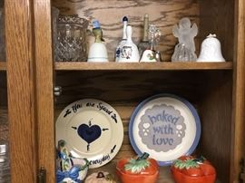 Items in Oak China cabinet - upper cabinet