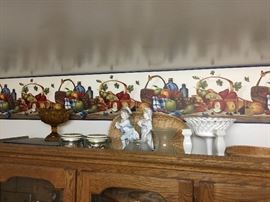 Top of the oak China cabinet items