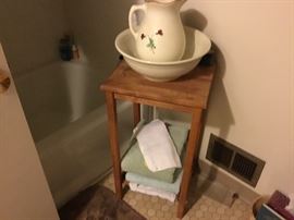 Bathroom small cabinet with pitcher & bowl