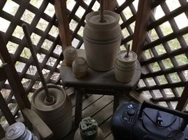 Churns & crocks + stools