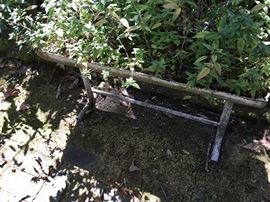 Vintage metal flower tray on legs