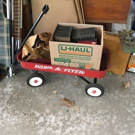 Radio Flyer wagon - books from storage