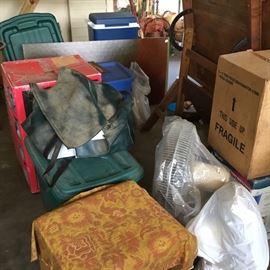 Small bench, fan, miscellaneous