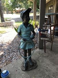 Heavy outdoor tennis girl statue