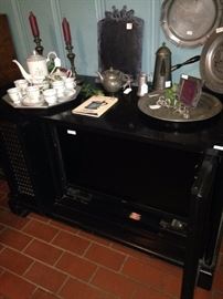 TV cabinet adapted for an updated version; tea set; more pewter selections