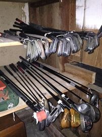A variety of golf clubs