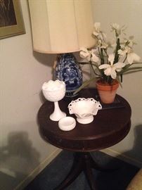 One of several blue & white lamps