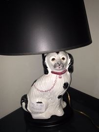 One of two dog lamps