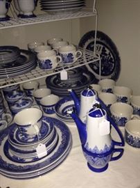 Blue Willow and other blue & white dishes