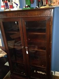 Antique glass-front display cabinet great for home, office, or antique booth.