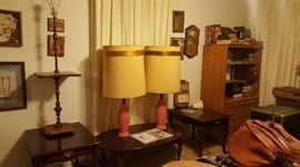 Victorian style end tables and matching coffee table.  Besides these antique lamps, there are several other styles not shown. 