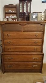 Antique Chester drawers has matching dresser.  Great wood chest! 