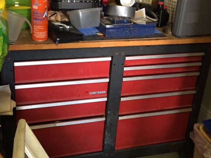 Nine drawer Craftsman tool bench. Nothing fun to say about this one. It is heavy though.