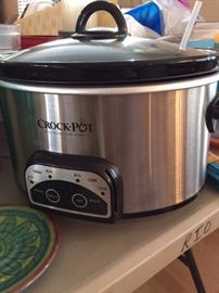 Crock Pot. This, we know how to use. You put stuff in it in the morning, push the button, go to work, come home and eat the stuff, now cooked. Does not work for chocolate cake. 