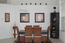 dining room with display cabinet and dining set with expandable table