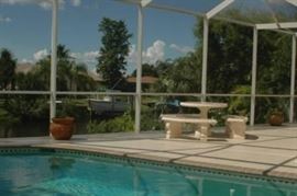 set of table and three backless benches 