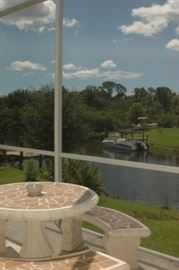 set of table and backless benches - closer view