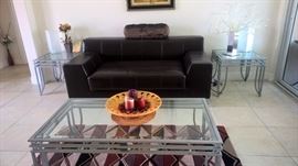 set of glass coffee and side tables... 