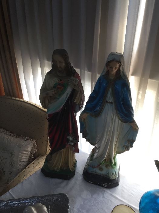 Large  Vintage Virgin Mary and  Christ Statue