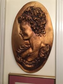 oval sculptured  plaster of paris wall hanging