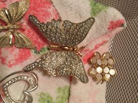 rhinestone moving butterfly pin
