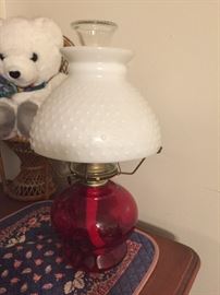 cranberry glass oil lamp